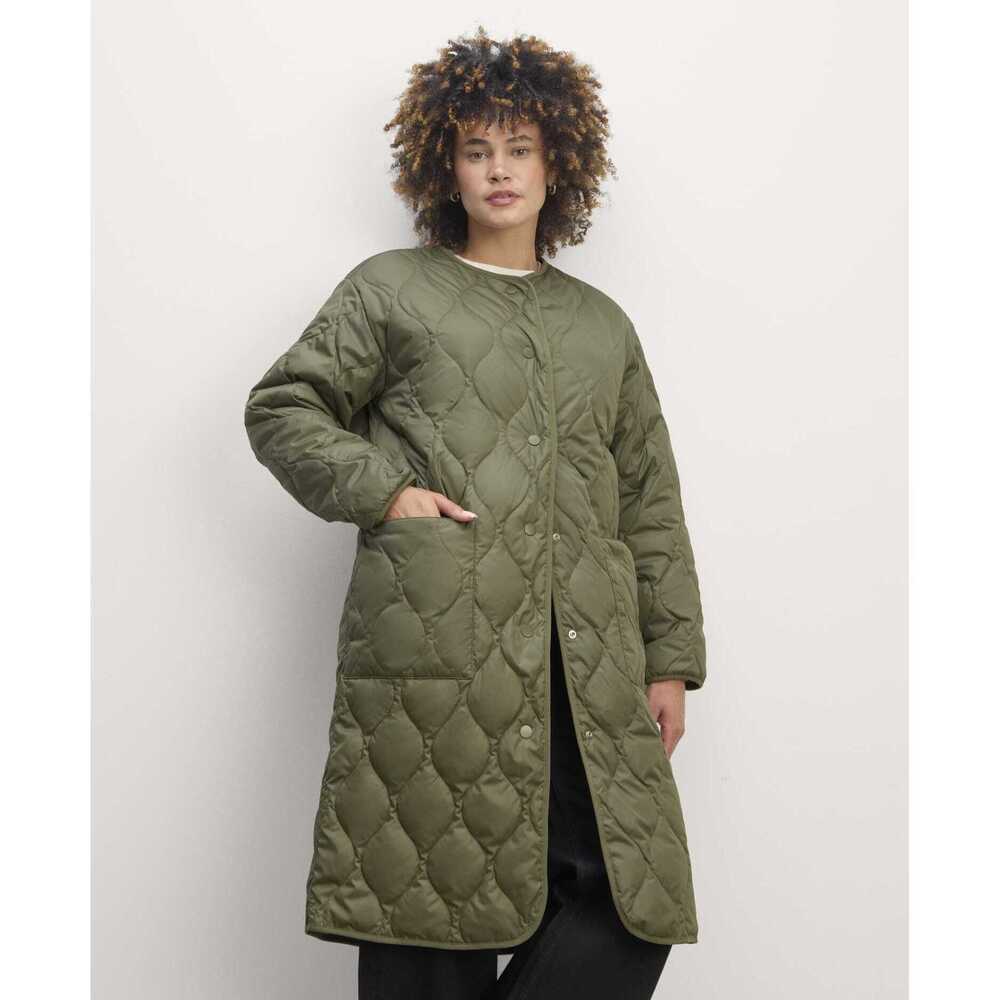 Everlane Women's Long Quilted Liner in Olive, Size Small